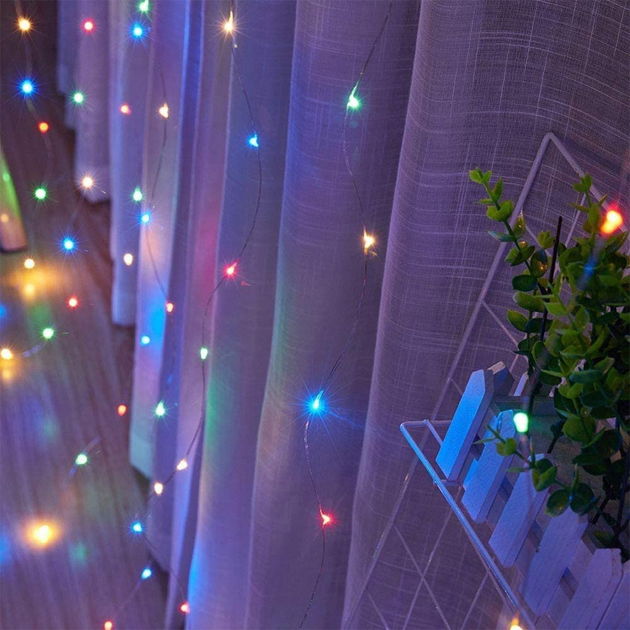 Світлодіодна гірлянда штора з пультом 3х2 м від USB 200 LED кімнатна гірлянда завіса на вікно