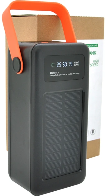 Портативний Power Bank 100000 mAh з сонячною панеллю та ліхтариком